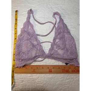 IJAK Bralette Womens Large Purple Floral Lace Strappy Back Triangle Wireless